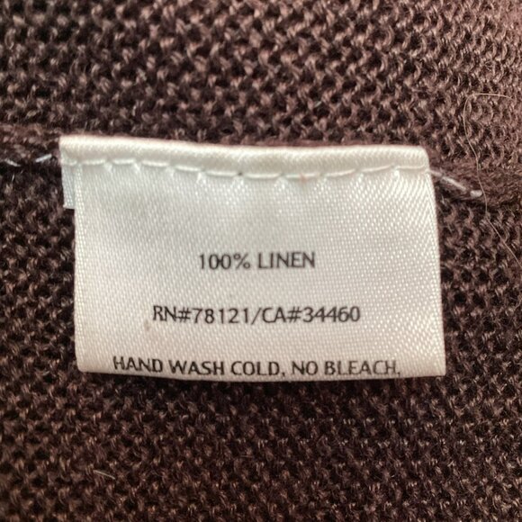 Eileen Fisher Open Front Linen Cardigan Sweater Womens XL Chocolate Brown - Picture 7 of 9
